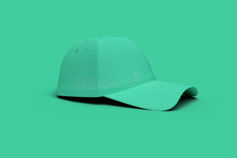Green Baseball Hat on a Green Background Abstract Image. Minimal