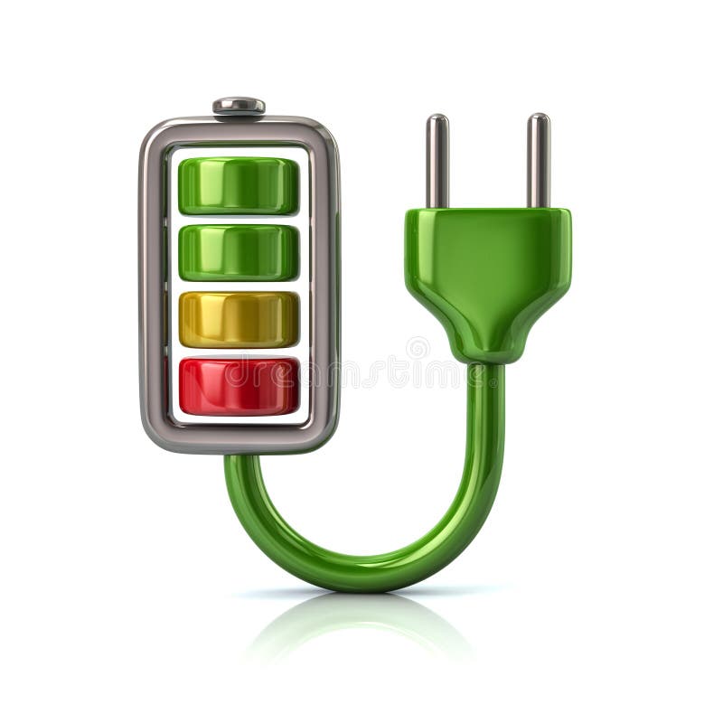 Green battery charging plug icon 3d illustration vector illustration