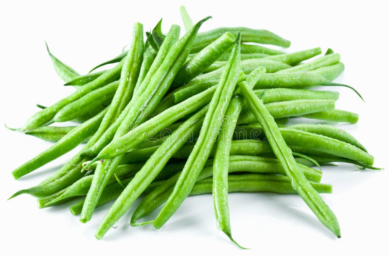 Green beans isolated on a white background.