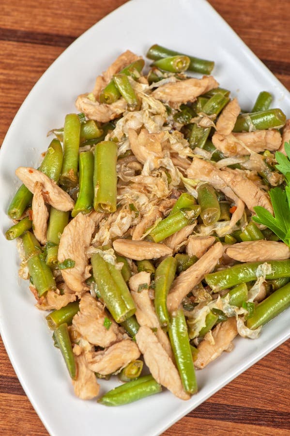 Green beans with chicken stock photo. Image of leaf, diet 41737136
