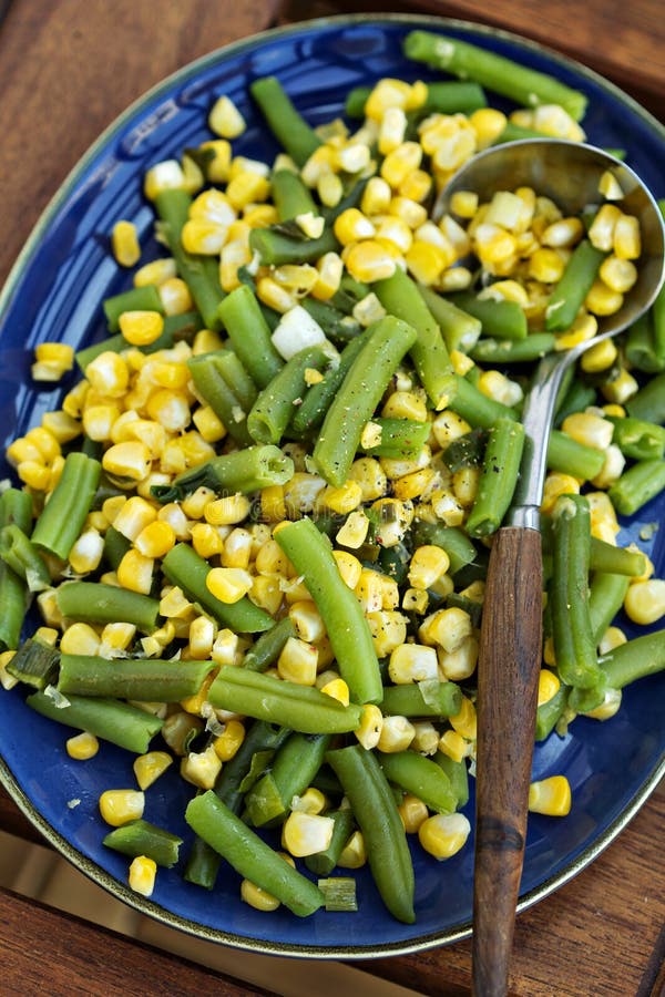 Green beans with corn stock photo. Image of succotash 35254438