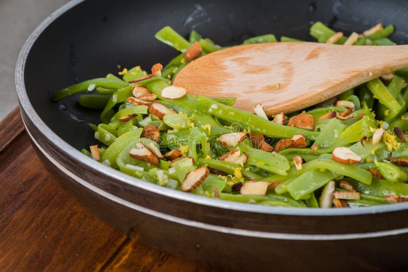 Green Beans with Roasted Almonds Stock Photo Image of nutrition