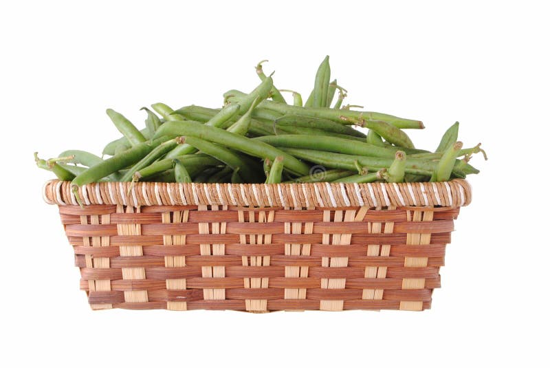 Green beans in a straw basket