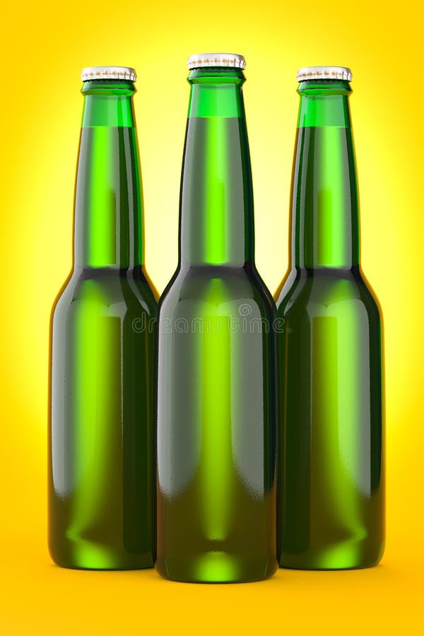 Beer Bottle Brown No Label. 3d Render Stock Illustration Illustration