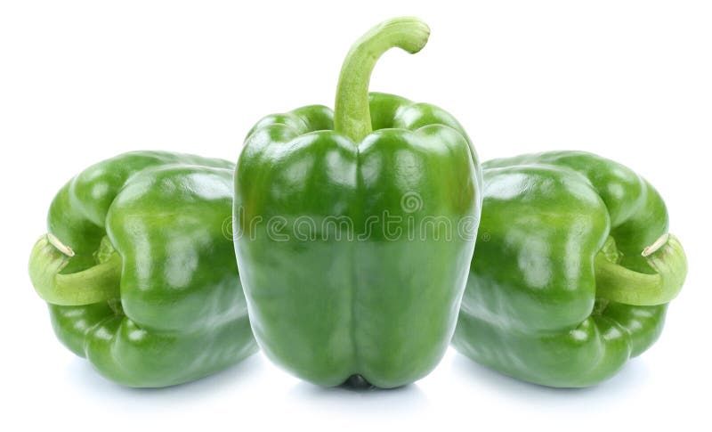 Green bell pepper peppers paprika paprikas vegetable food isolated on white