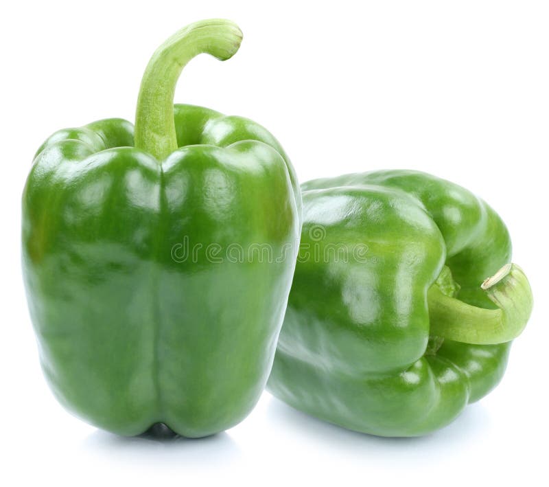 Green bell pepper peppers paprika paprikas vegetable isolated on