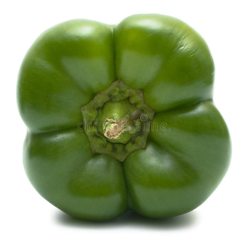 Green bell pepper tip isolated on white