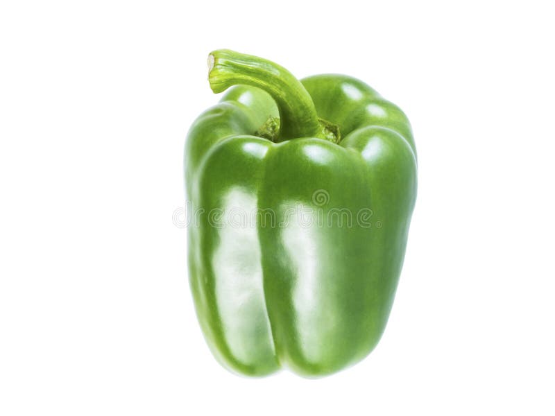 Green bell pepper on white