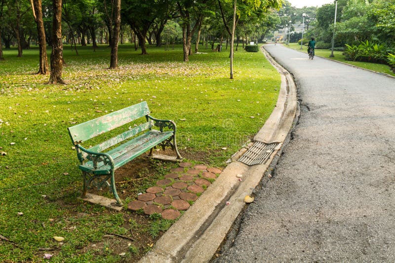 Green bench in the park stock image. Image of bench, objects 32365759