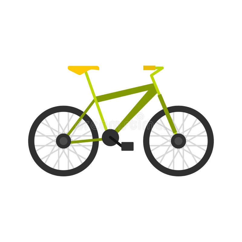 Green Bike Icon, Flat Style Stock Vector Illustration of cycle