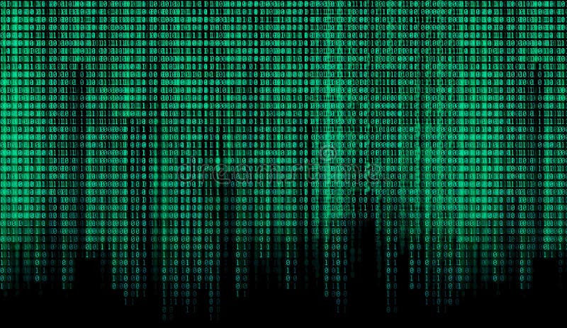 Green binary code matrix background stock illustration