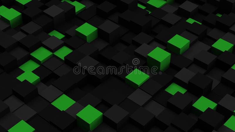 Green and black 3D boxes. Abstract background vector illustration