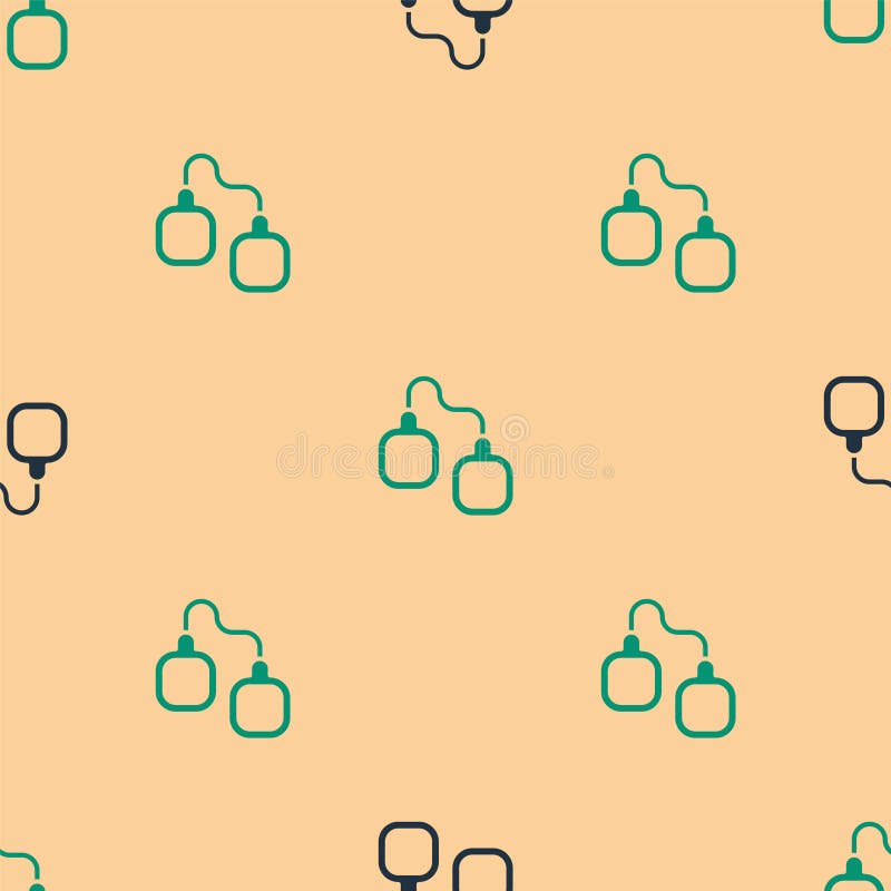 Green and black Handcuffs icon isolated seamless pattern on beige background. Vector royalty free illustration