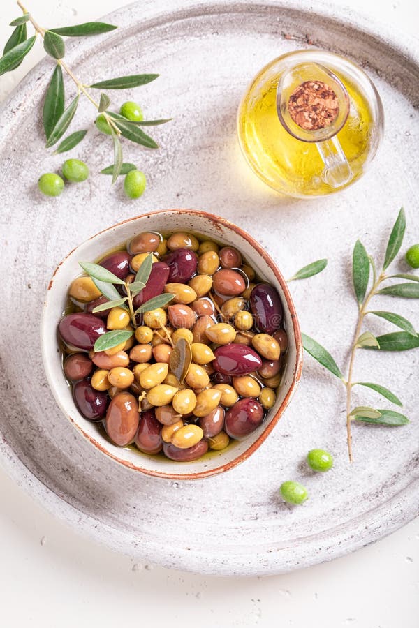 Green and Black Olives As a Source of Healthy Fat Stock Photo Image