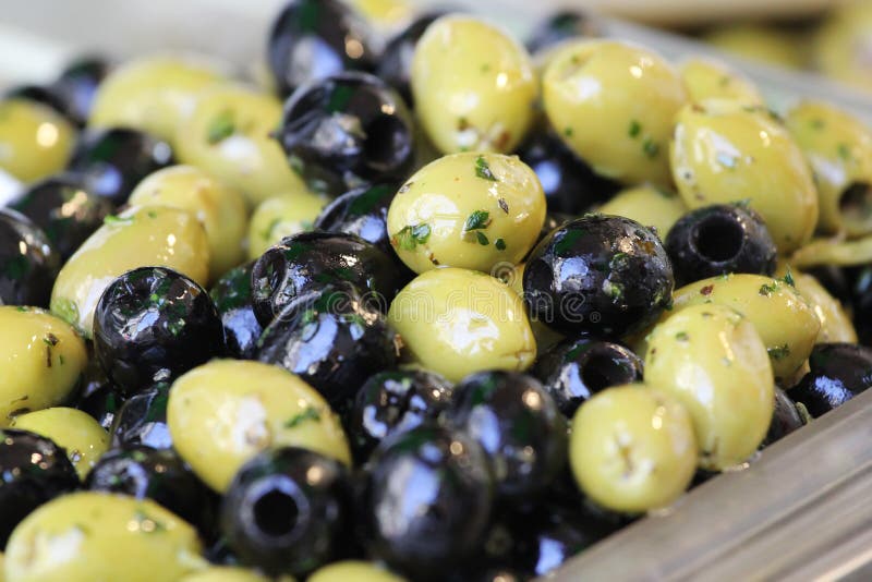 Green and black olives stock image. Image of fruit, greece 46738299