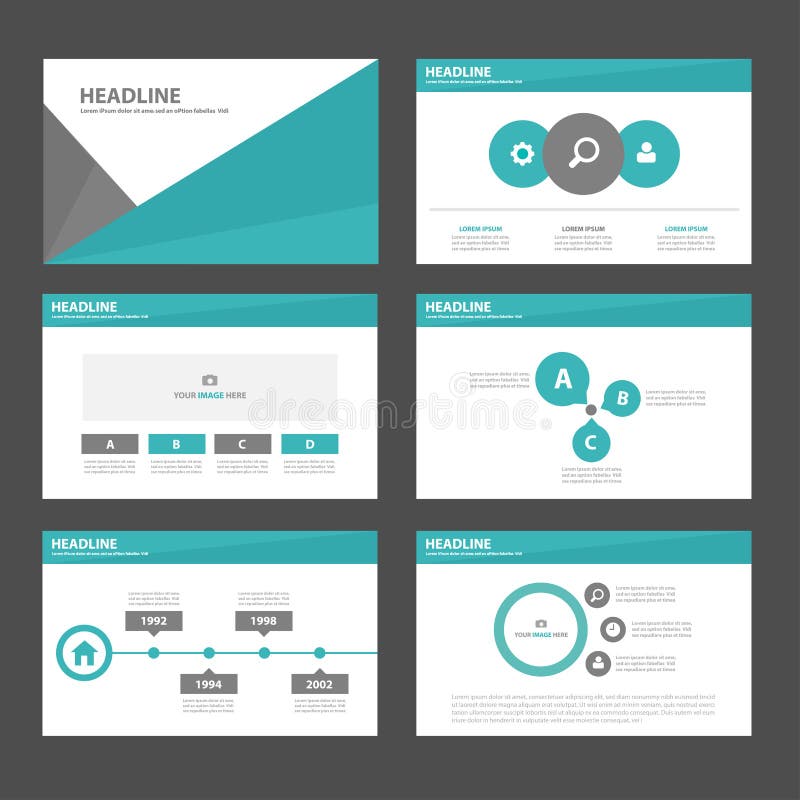 6 Green black polygon infographic element and icon presentation templates flat design set for brochure flyer leaflet website royalty free illustration