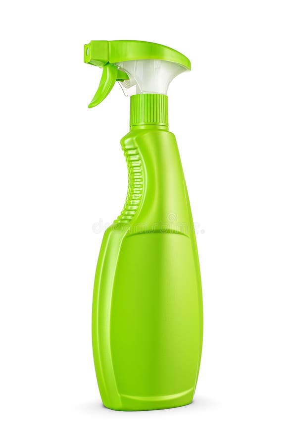 Green blank plastic trigger sprayer detergent bottle isolated on white background royalty free stock photo