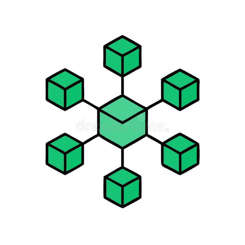 Green Blockchain Network Vector Illustration for Technology and Cryptocurrency Concepts vector illustration