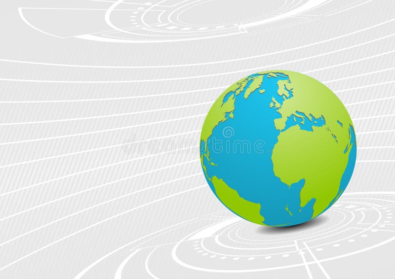 Glob verde și albastru în tehnologia vectorilor din sala de design futuristă vector illustration