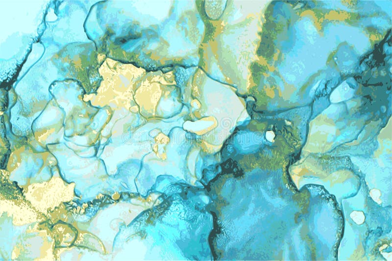 Blue gold trendy marble wallpaper digital ink Vector Image