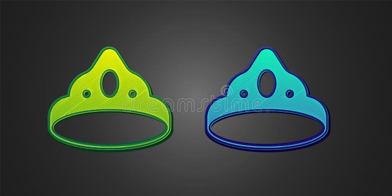 Green and blue King crown icon isolated on black background. Vector vector illustration