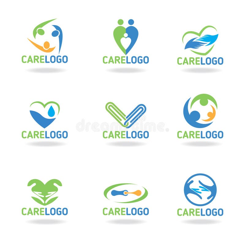 Green blue and orang Care logo vectoe set design vector illustration Green blue and orang Care logo vectoe set design vector illustration