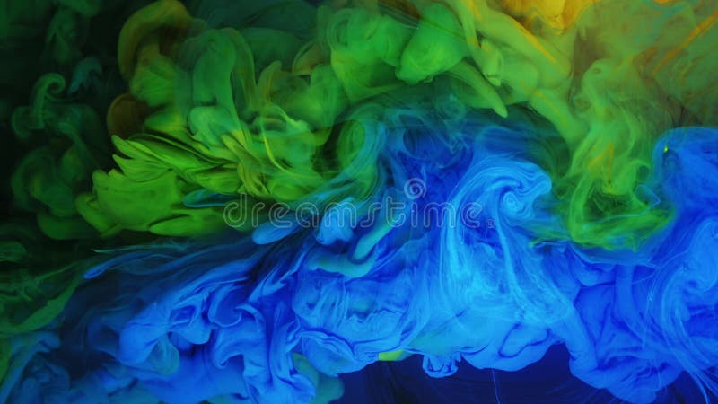 Green and blue Paint Splash Creating a Dazzling Colorful Cloud on a Black Background