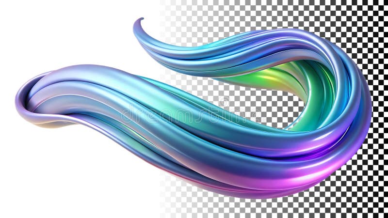 Green and blue wave design, flowing shape, water element and fluid motion png transparent image Generative AI stock illustration