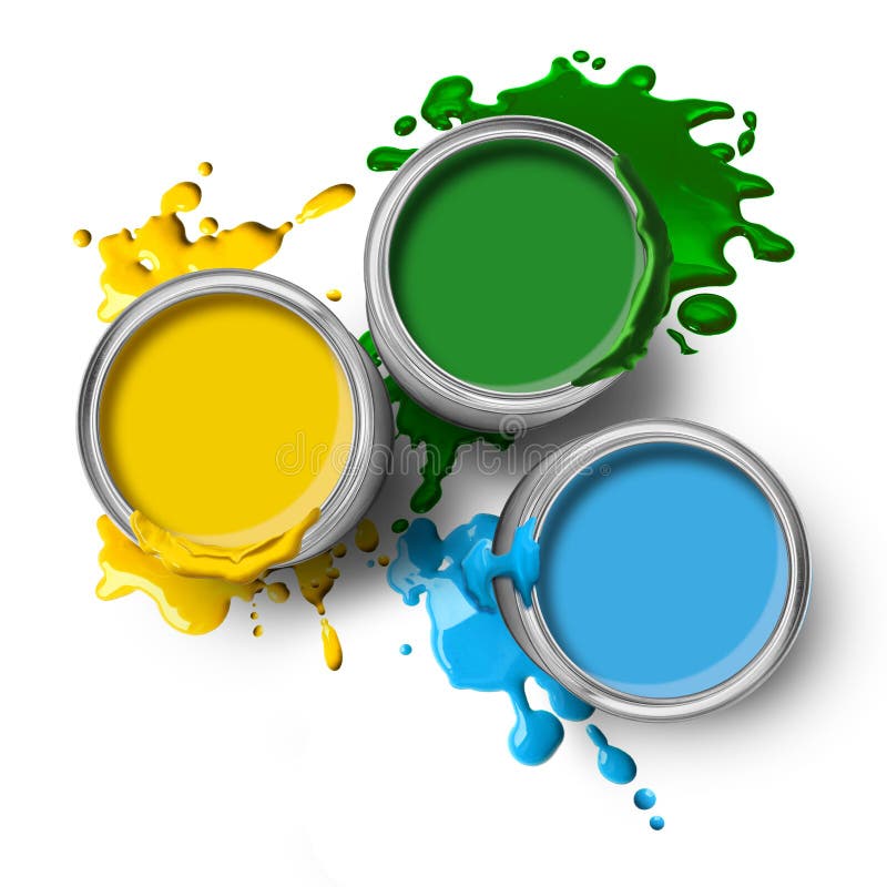 Green blue yellow color paints royalty free stock photography