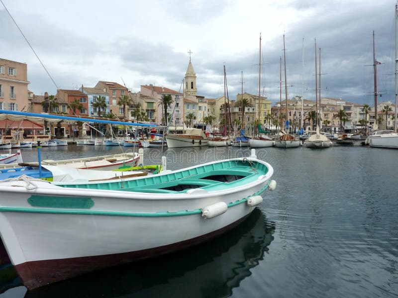 Green boat at Sanary-sur-mer, France