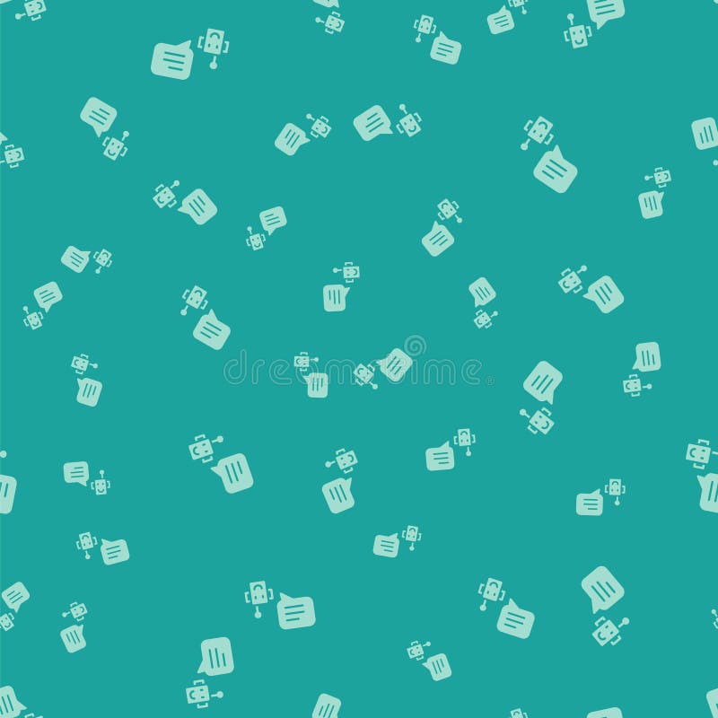 Green Bot icon isolated seamless pattern on green background. Robot icon. Vector royalty free illustration