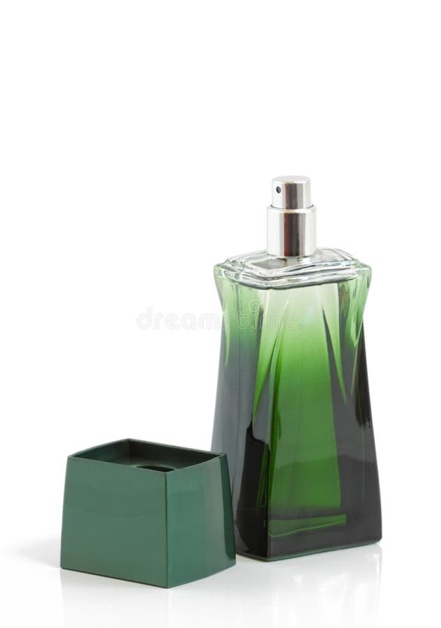 Green bottle of perfume stock photo. Image of bottle 16994120