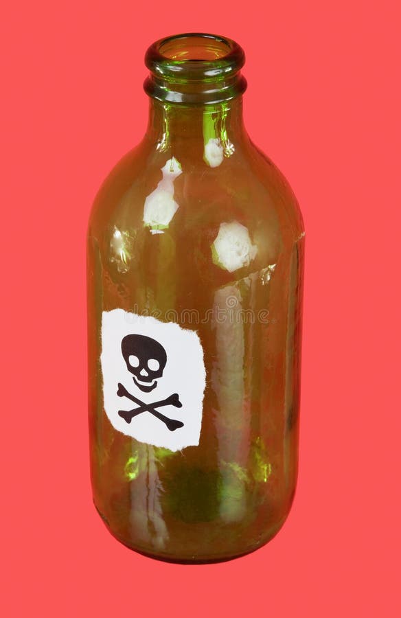Green Bottle With Skull And Crossbones Royalty Free Stock Photography