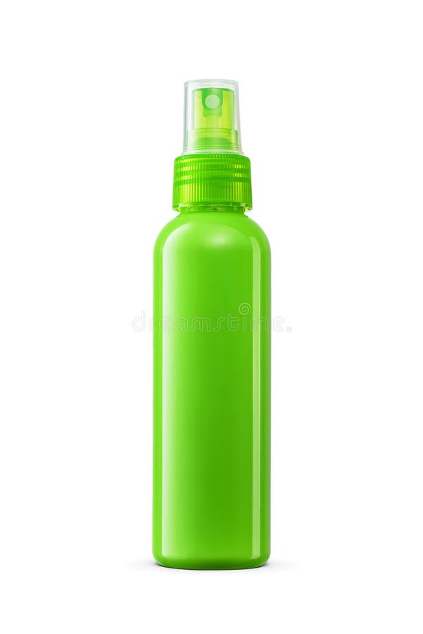 Green bottle spray of insect repellent isolated on white stock photo
