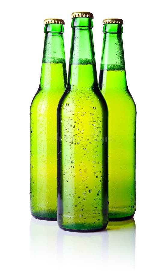 Green Bottles Of Beer Isolated On White Stock Image Image of close, alcohol 21296805