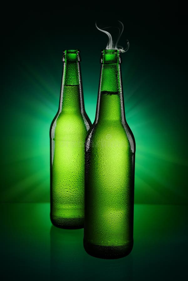 Green Bottles of beer stock photo. Image of alcohol, transparent 70045712