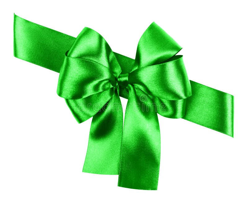 Green Bow and Ribbon Isolated on White Background Stock Image Image