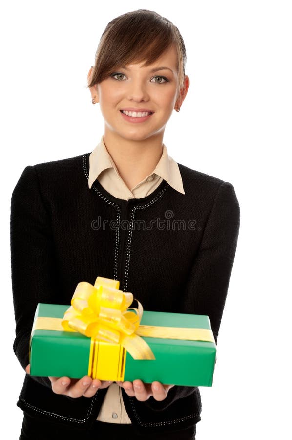 Green box with yellow bow as a gift