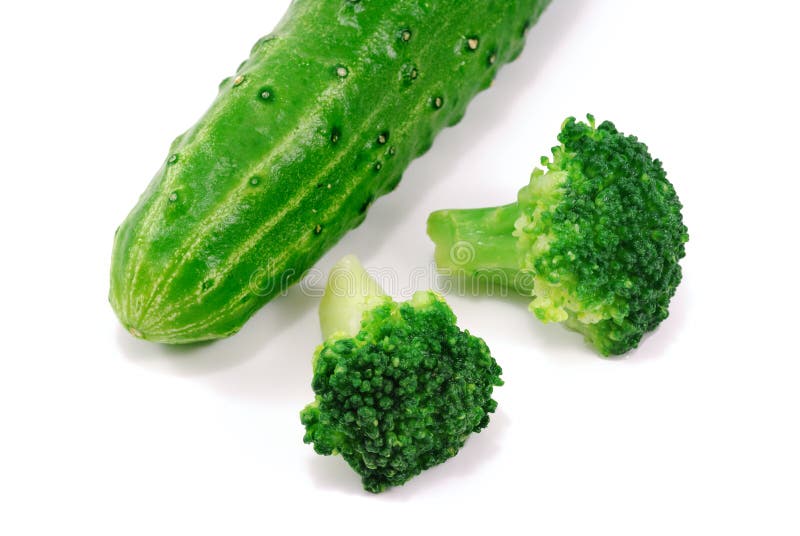 Green Broccoli and Cucumber Stock Image Image of single, dieting