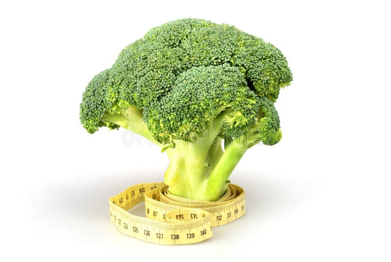 Green broccoli with tape measure