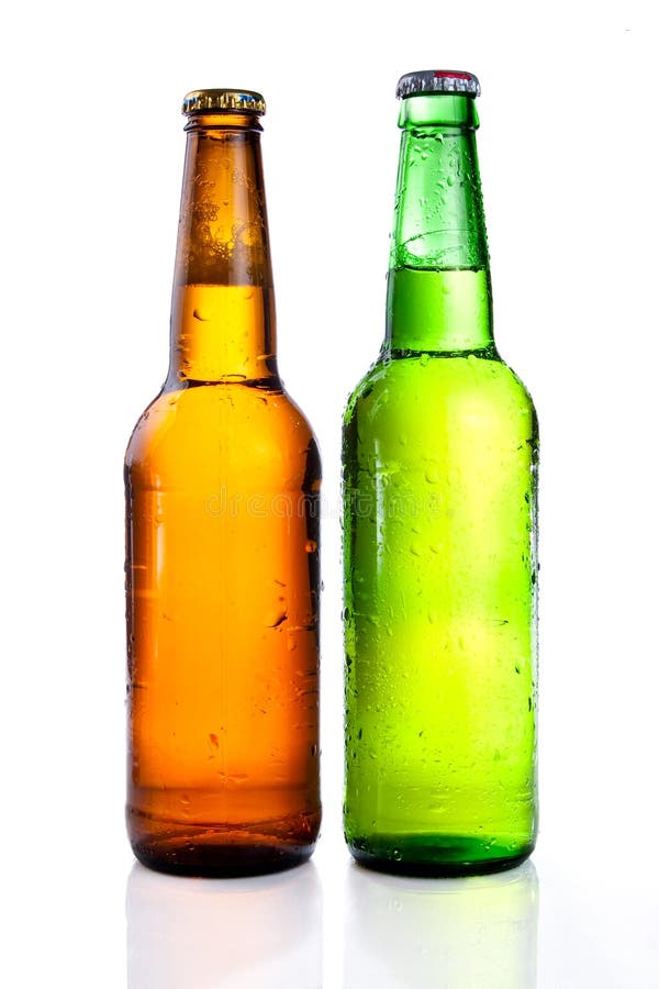Green And Brown Beer Bottle With Drops Royalty Free Stock Photos Image 25165658