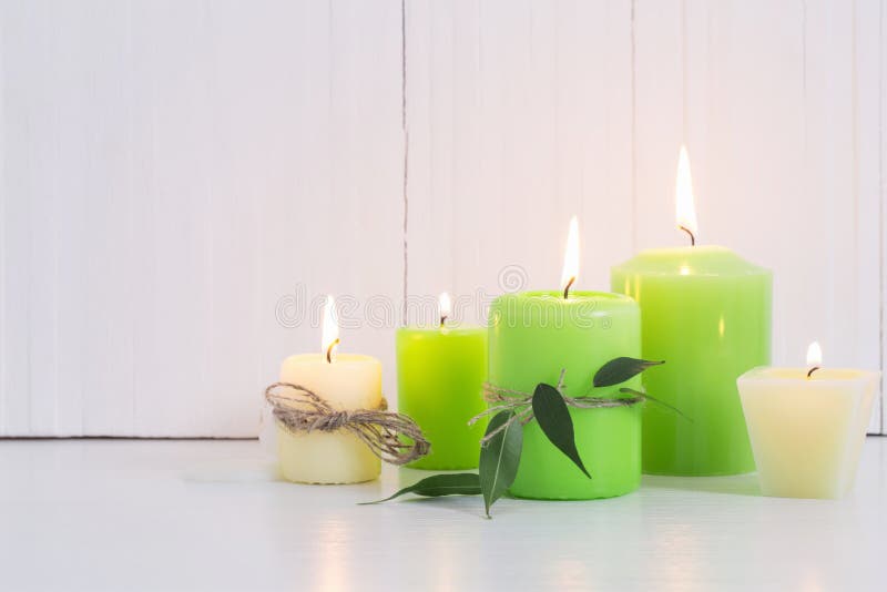 Green burning candle stock image. Image of background 84013783