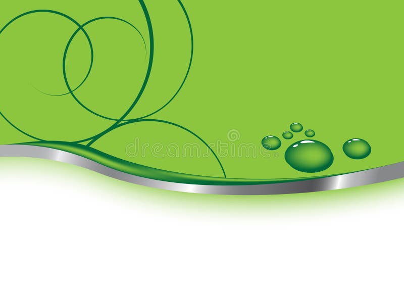 Green business card - waterdrops; clip-art