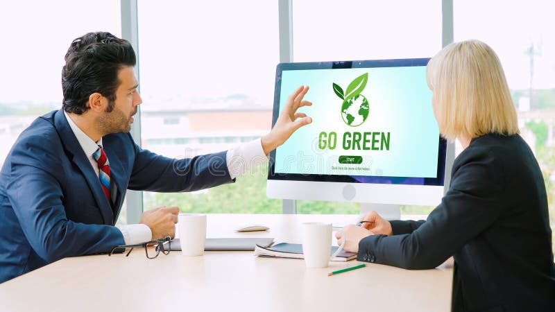 Green business transformation for modish corporate business stock image