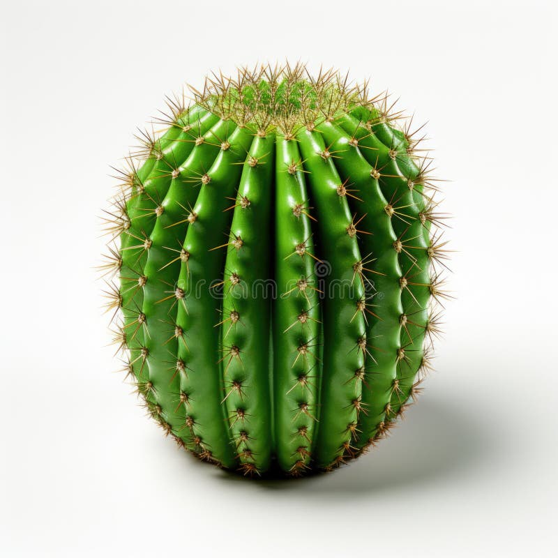 A green cactus plant sitting on top of a white surface, clipart on white background.
