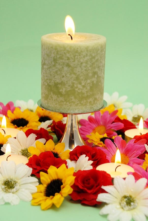 Green candle and towel stock photo. Image of natural, essence 1838112