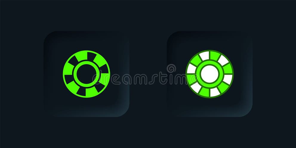 Green Casino Chips Icon Isolated on Black Background. Casino Gambling ...