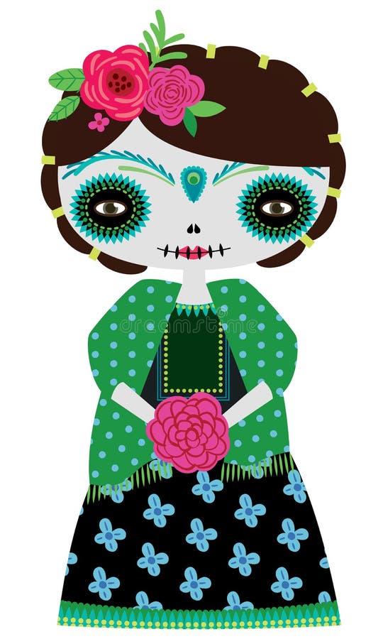 Green catrina doll stock illustration Green catrina doll stock illustration