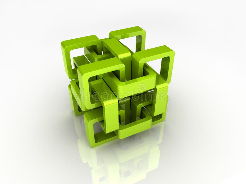 Green chain cube vector illustration