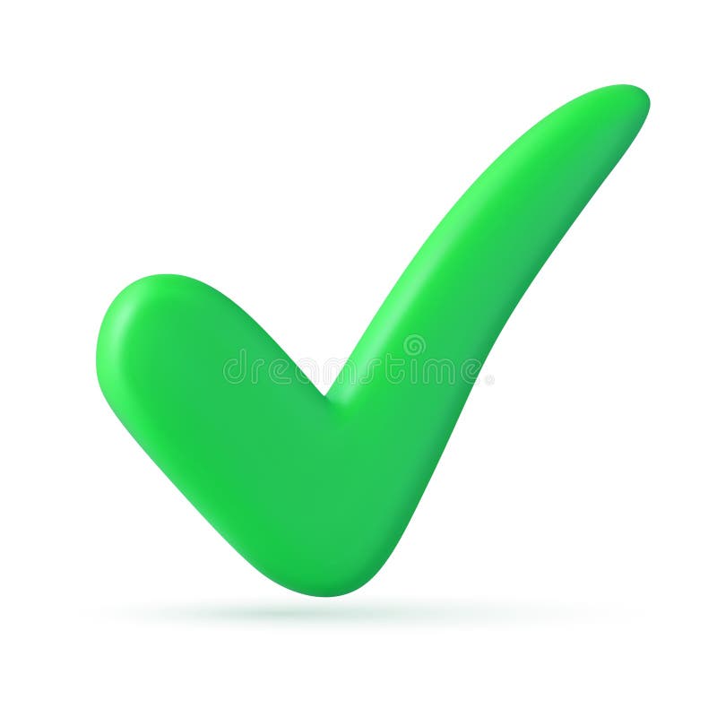 Green check mark 3d icon. Agreement symbol of user approval and trust. Positive online voting and successful testing. Quality rate and web authorization. Minimalistic isolated vector. User consent vectors